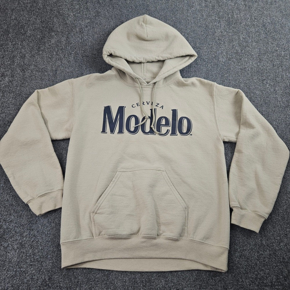 Modelo Hoodie Mens Small Tan Cerveza Espiritu Luchador Sweatshirt Barwear Skater - Picture 2 of 7